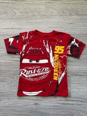 Disney Pixar Cars Lightning McQueen Red Graphic Tee Size 5/6